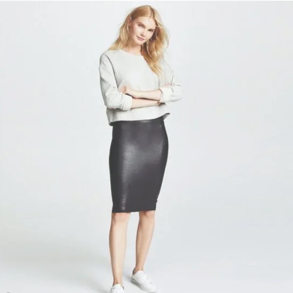 Spanx Faux Leather Black Pencil Skirt